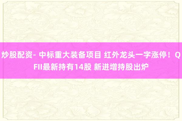 炒股配资- 中标重大装备项目 红外龙头一字涨停！QFII最新持有14股 新进增持股出炉