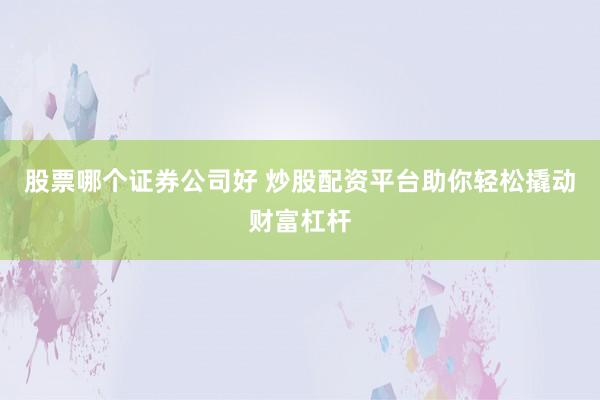 股票哪个证券公司好 炒股配资平台助你轻松撬动财富杠杆