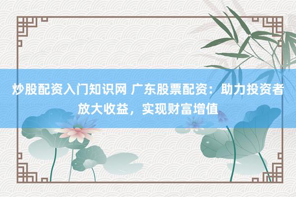 炒股配资入门知识网 广东股票配资：助力投资者放大收益，实现财富增值